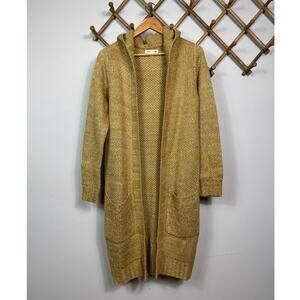 Double Zero Hooded Two-Pocket Long Cardigan in Camel Women's Size S